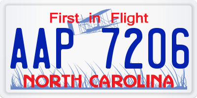 NC license plate AAP7206