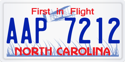 NC license plate AAP7212