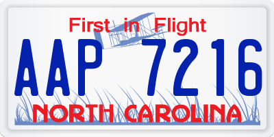 NC license plate AAP7216