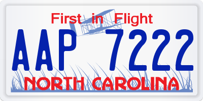 NC license plate AAP7222
