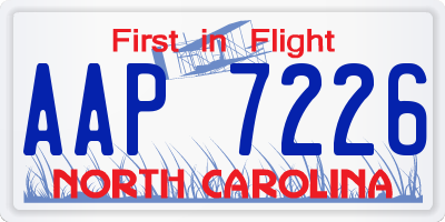 NC license plate AAP7226