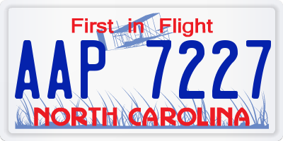 NC license plate AAP7227