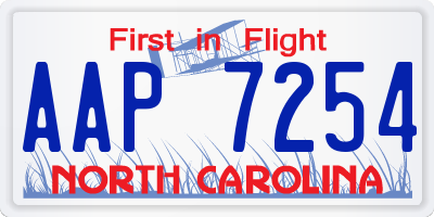 NC license plate AAP7254