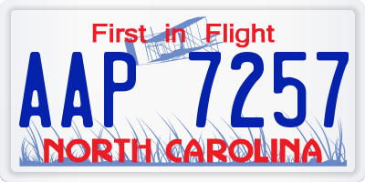 NC license plate AAP7257