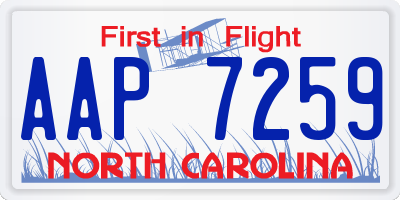 NC license plate AAP7259