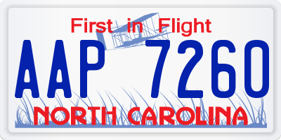 NC license plate AAP7260