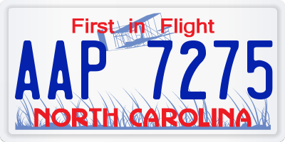 NC license plate AAP7275