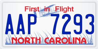 NC license plate AAP7293