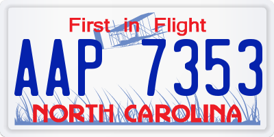 NC license plate AAP7353
