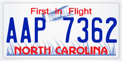 NC license plate AAP7362