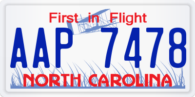 NC license plate AAP7478