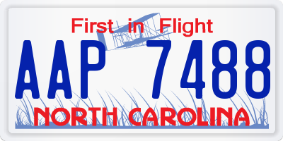 NC license plate AAP7488