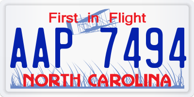 NC license plate AAP7494