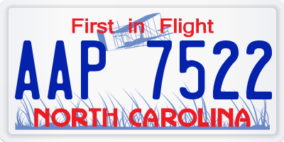 NC license plate AAP7522
