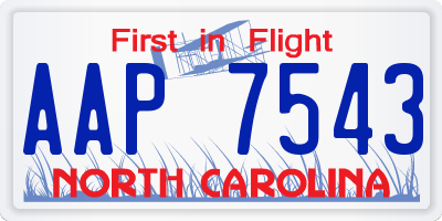NC license plate AAP7543