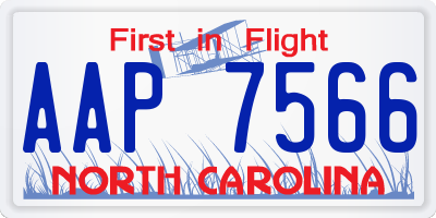 NC license plate AAP7566