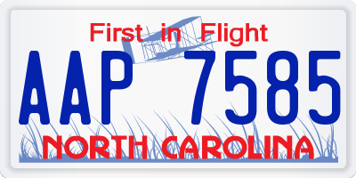 NC license plate AAP7585