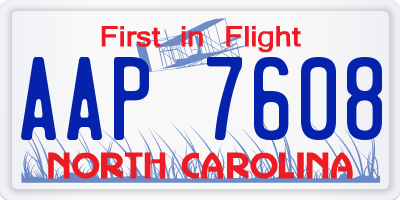 NC license plate AAP7608