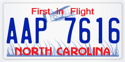 NC license plate AAP7616