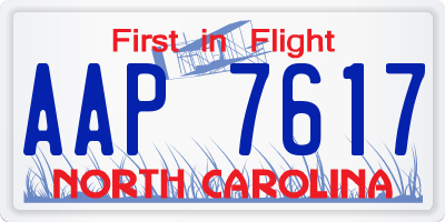 NC license plate AAP7617