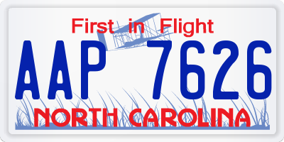 NC license plate AAP7626