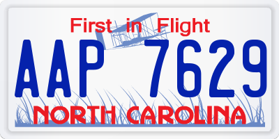 NC license plate AAP7629