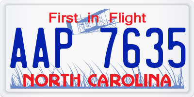 NC license plate AAP7635