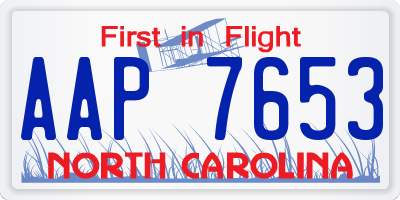 NC license plate AAP7653