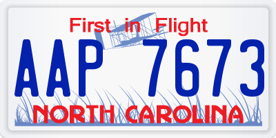 NC license plate AAP7673