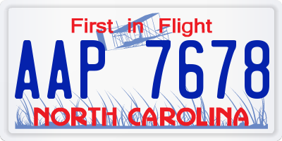 NC license plate AAP7678