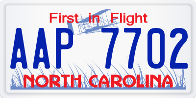 NC license plate AAP7702