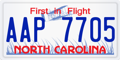 NC license plate AAP7705