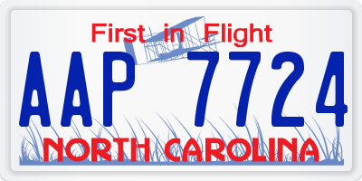NC license plate AAP7724
