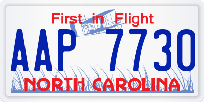 NC license plate AAP7730