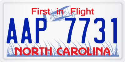NC license plate AAP7731