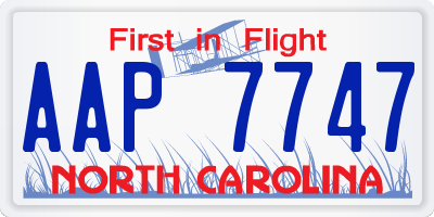 NC license plate AAP7747