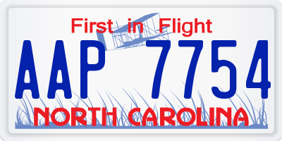 NC license plate AAP7754