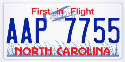 NC license plate AAP7755