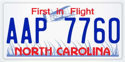 NC license plate AAP7760