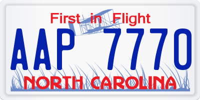 NC license plate AAP7770
