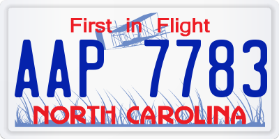 NC license plate AAP7783