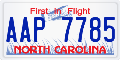 NC license plate AAP7785