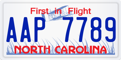 NC license plate AAP7789