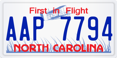 NC license plate AAP7794