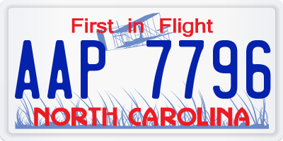 NC license plate AAP7796
