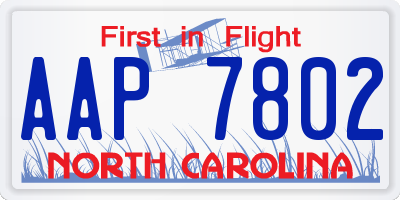 NC license plate AAP7802