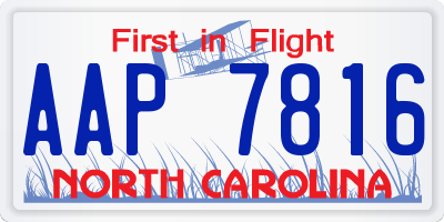 NC license plate AAP7816