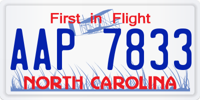 NC license plate AAP7833