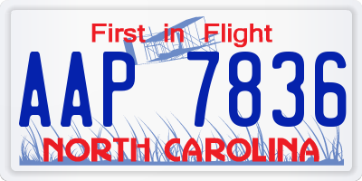 NC license plate AAP7836