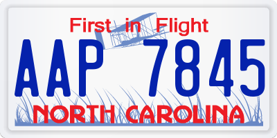 NC license plate AAP7845